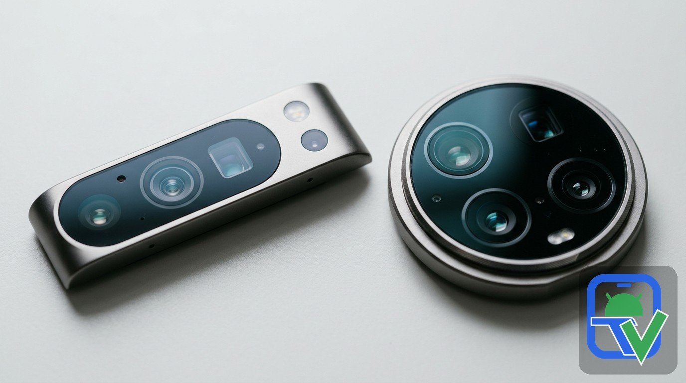 Visor-style camera bar versus oversized circular camera module macro comparison