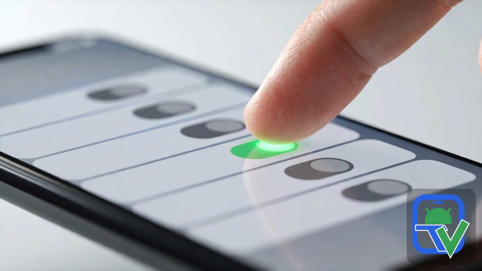 Finger tapping developer options toggle on phone screen
