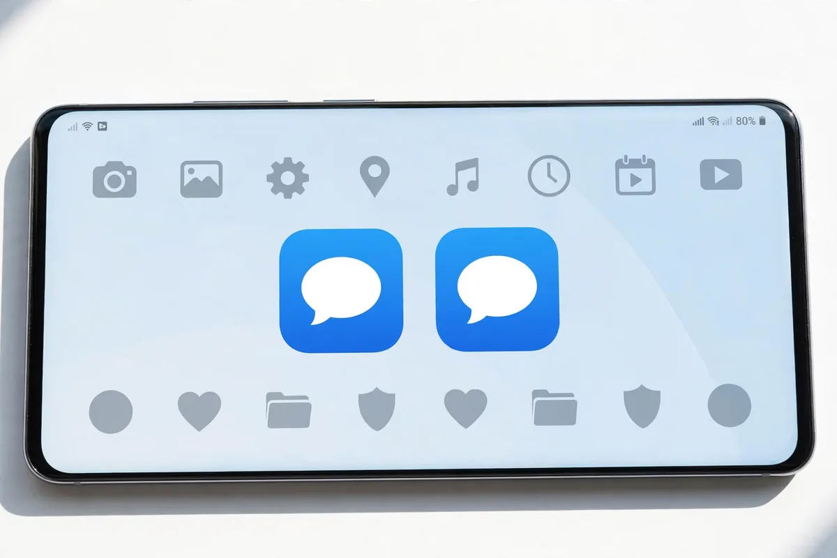 Two identical app icons side by side, the clone marked with a badge