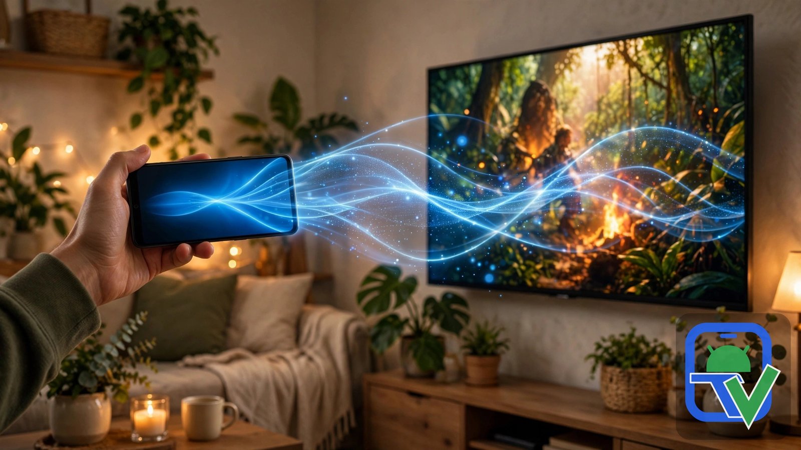 Phone casting video to TV in living room